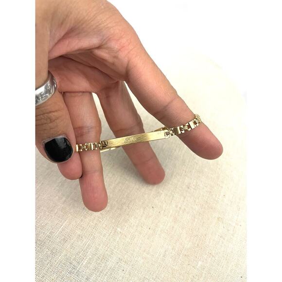 VTG Speidel Gold Tone ID chain link Bracelet Engraved BILLIE Customized 7" USA - Picture 10 of 16